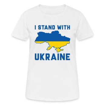 Je suis aux côtés de l’Ukraine - T-shirt respirant Femme - blanc - Devant - AI Model Female 172 dark (172cm)