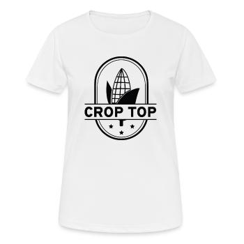Crop-Top - Frauen T-Shirt atmungsaktiv - Weiß - Vorne - AI Model Female 172 dark (172cm)