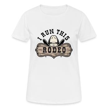 Je cours ce rodéo - T-shirt respirant Femme - blanc - Devant - AI Model Female 172 dark (172cm)