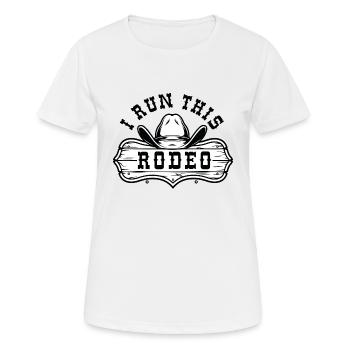 Je cours ce rodéo - T-shirt respirant Femme - blanc - Devant - AI Model Female 172 dark (172cm)
