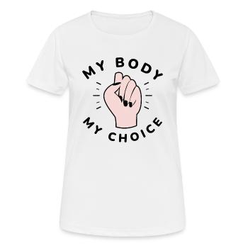 Mon corps mon choix - T-shirt respirant Femme - blanc - Devant - AI Model Female 172 dark (172cm)