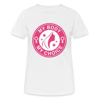 Mon corps mon choix - T-shirt respirant Femme - blanc - Devant - AI Model Female 172 dark (172cm)