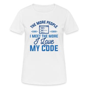 J’aime mon code - T-shirt respirant Femme - blanc - Devant - AI Model Female 172 dark (172cm)