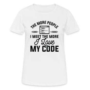 J’aime mon code - T-shirt respirant Femme - blanc - Devant - AI Model Female 172 dark (172cm)