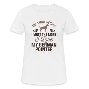 Ich liebe meinen deutschen Zeiger - Frauen T-Shirt atmungsaktiv - Weiß - Vorne - AI Model Female 172 dark (172cm)