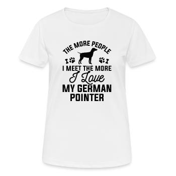 Ich liebe meinen deutschen Zeiger - Frauen T-Shirt atmungsaktiv - Weiß - Vorne - AI Model Female 172 dark (172cm)