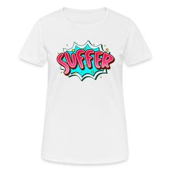 Suffer: Suffering with Style - Cartoon Satire - Women's Breathable T-Shirt - white - Front - AI Model Female 172 dark (172cm)