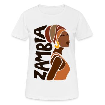 Zambie Zambie Drapeau zambien Patrimoine noir - T-shirt respirant Femme - blanc - Devant - AI Model Female 172 dark (172cm)