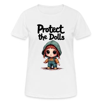 Protect the Dolls - Süße Botschaft - Frauen T-Shirt atmungsaktiv - Weiß - Vorne - AI Model Female 172 dark (172cm)