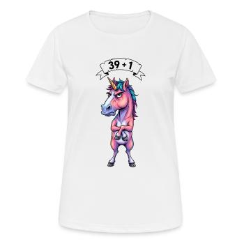 40. Geburtstag Geschenk – 39 + 1 Einhorn - Frauen T-Shirt atmungsaktiv - Weiß - Vorne - AI Model Female 172 dark (172cm)