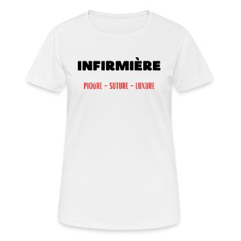 Métier infirmière piqûre suture luxure - T-shirt respirant Femme - blanc - Devant - AI Model Female 172 dark (172cm)