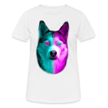 Husky Neon Avec des yeux de couleur néon Et fourrure - T-shirt respirant Femme - blanc - Devant - AI Model Female 172 dark (172cm)