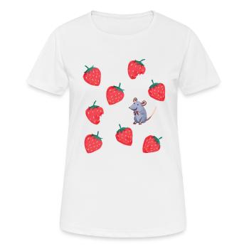 lecker Erdbeeren Mausi - Frauen T-Shirt atmungsaktiv - Weiß - Vorne - AI Model Female 172 dark (172cm)