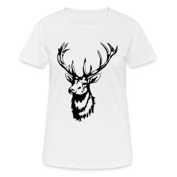 HIRSCH - HIRSCHKOPF - HIRSCHGEWEIH - Frauen T-Shirt atmungsaktiv - Weiß - Vorne - AI Model Female 172 dark (172cm)