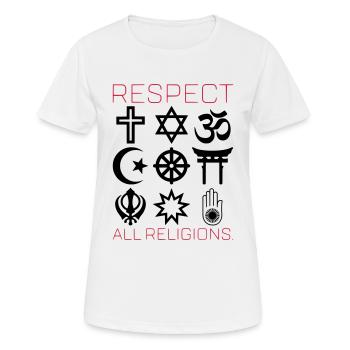 RESPECT ALL RELIGIONS - Women's Breathable T-Shirt - white - Front - AI Model Female 172 dark (172cm)
