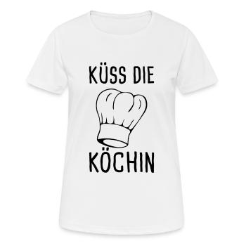 Küss die Köchin - Küchenfee - Frauen T-Shirt atmungsaktiv - Weiß - Vorne - AI Model Female 172 dark (172cm)