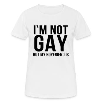 ICH BIN NICHT SCHWUL - ABER MEIN FREUND! - Frauen T-Shirt atmungsaktiv - Weiß - Vorne - AI Model Female 172 dark (172cm)