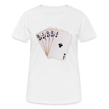Poker, Royal Flush Kreuz. Geschenkidee - Frauen T-Shirt atmungsaktiv - Weiß - Vorne - AI Model Female 172 dark (172cm)