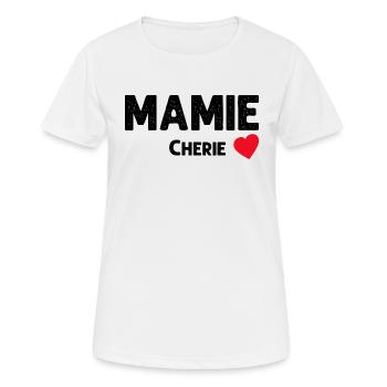 Mamie Chérie Idée Cadeau Mamie Coeur - T-shirt respirant Femme - blanc - Devant - AI Model Female 172 dark (172cm)
