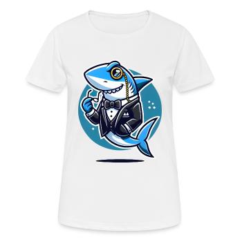Classy Shark in Tuxedo Vector Design - Women's Breathable T-Shirt - white - Front - AI Model Female 172 dark (172cm)