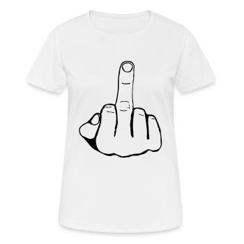 FUCK YOU - MITTELFINGER - STINKEFINGER - Frauen T-Shirt atmungsaktiv - Weiß - Vorne - AI Model Female 172 dark (172cm)