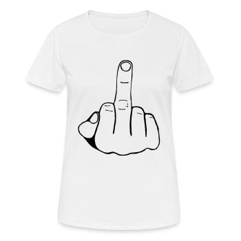 MITTELFINGER - FUCK YOU - STINKEFINGER - Frauen T-Shirt atmungsaktiv - Weiß - Vorne - AI Model Female 172 dark (172cm)