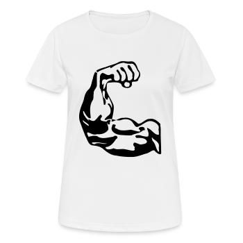 Bodybuilder Bizeps - Frauen T-Shirt atmungsaktiv - Weiß - Vorne - AI Model Female 172 dark (172cm)