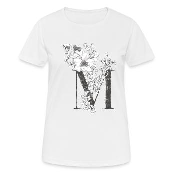 Lettre m - T-shirt respirant Femme - blanc - Devant - AI Model Female 172 dark (172cm)