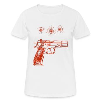 Weapon, bullet holes - Women's Breathable T-Shirt - white - Front - AI Model Female 172 dark (172cm)