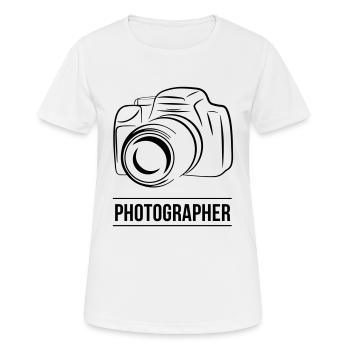 Photographer Cam - Frauen T-Shirt atmungsaktiv - Weiß - Vorne - AI Model Female 172 dark (172cm)