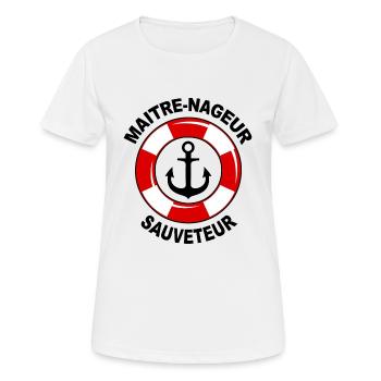 maitre nageur 01 - T-shirt respirant Femme - blanc - Devant - AI Model Female 172 dark (172cm)