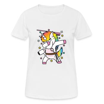 Dabbing Einhorn, unicorn Friseur, Barber, Geschenk - Frauen T-Shirt atmungsaktiv - Weiß - Vorne - AI Model Female 172 dark (172cm)