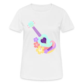 Ukulélé cœur pastel menthe avec fleurs d'Hibiscus - T-shirt respirant Femme - blanc - Devant - AI Model Female 172 dark (172cm)
