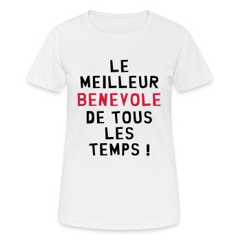 Bénévolat / Bénévole / Solidaire / Humanitaire - T-shirt respirant Femme - blanc - Devant - AI Model Female 172 dark (172cm)