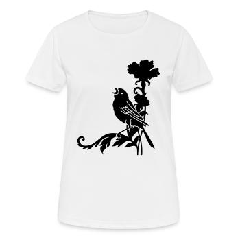 Moineau sur un oeillet / sparrow n carnation (1c) - T-shirt respirant Femme - blanc - Devant - AI Model Female 172 dark (172cm)