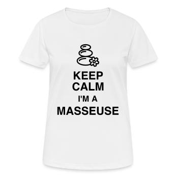 Massage / Masseur / Masseuse / Métier / Job - T-shirt respirant Femme - blanc - Devant - AI Model Female 172 dark (172cm)