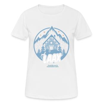 Laax Skigebiet Schweiz - Frauen T-Shirt atmungsaktiv - Weiß - Vorne - AI Model Female 172 dark (172cm)