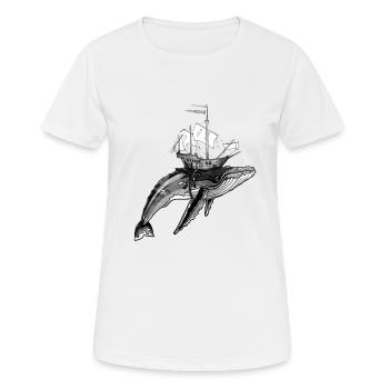 Wal und sein Bügel auf dem Rücken - Frauen T-Shirt atmungsaktiv - Weiß - Vorne - AI Model Female 172 dark (172cm)