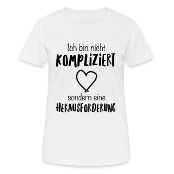 Ich bin nicht kompliziert! - Frauen T-Shirt atmungsaktiv - Weiß - Vorne - AI Model Female 172 dark (172cm)
