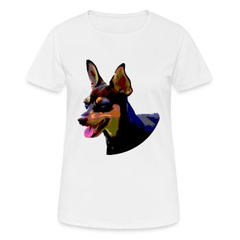 bunte pinscher doberman - Frauen T-Shirt atmungsaktiv - Weiß - Vorne - AI Model Female 172 dark (172cm)