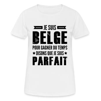 je suis belge parfait / humour homme belge - T-shirt respirant Femme - blanc - Devant - AI Model Female 172 dark (172cm)