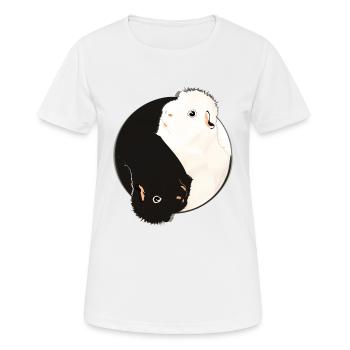 Yin & Yang Meerschweinchen - Frauen T-Shirt atmungsaktiv - Weiß - Vorne - AI Model Female 172 dark (172cm)