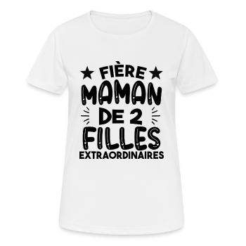 Fière maman de 2 filles extraordinaire cadeau mère - T-shirt respirant Femme - blanc - Devant - AI Model Female 172 dark (172cm)