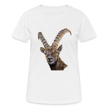 Scherenschnitt Tier Portrait Tierzeichen Steinbock - Frauen T-Shirt atmungsaktiv - Weiß - Vorne - AI Model Female 172 dark (172cm)