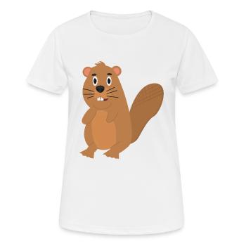 Biber - Frauen T-Shirt atmungsaktiv - Weiß - Vorne - AI Model Female 172 dark (172cm)
