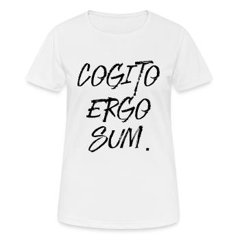 Ich denke also bin ich latein Sprache Schrift - Frauen T-Shirt atmungsaktiv - Weiß - Vorne - AI Model Female 172 dark (172cm)
