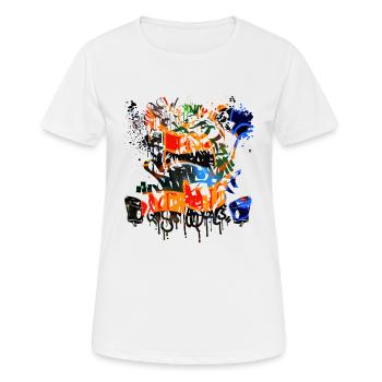 Graffiti-Spray - Frauen T-Shirt atmungsaktiv - Weiß - Vorne - AI Model Female 172 dark (172cm)