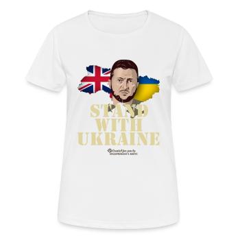 Ukraine Great Britain Stand with Ukraine - Frauen T-Shirt atmungsaktiv - Weiß - Vorne - AI Model Female 172 dark (172cm)