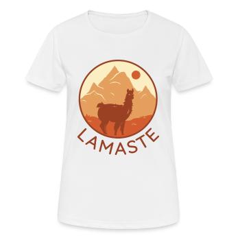 Lama Namaste Retro Tibet - Frauen T-Shirt atmungsaktiv - Weiß - Vorne - AI Model Female 172 dark (172cm)