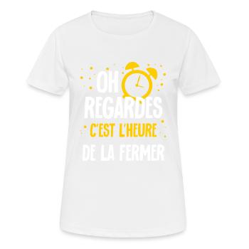 c est l heure de la fermer - humour sarcasme - T-shirt respirant Femme - blanc - Devant - AI Model Female 172 dark (172cm)